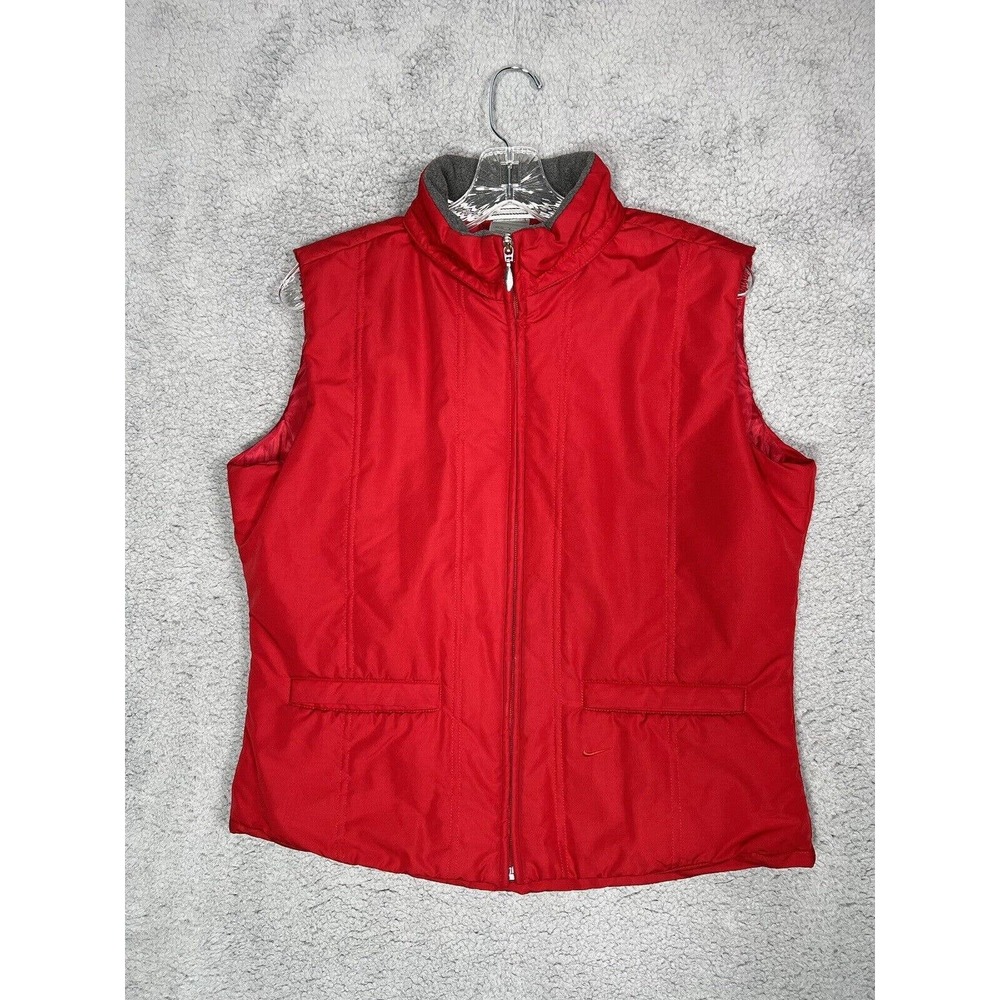 Nike Women's Red Vest with Fleece Lined Collar Size Medium